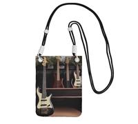 Pochette pour téléphone portable pour femme, sac à main pour téléphone portable, sac à main avec bandoulière noire, guitare, basse, instruments de musique, pochette de voyage