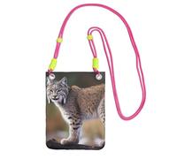 Pochette pour téléphone portable pour femme, sac à main pour téléphone portable, sac à main avec bandoulière Fuchusia, pochette de voyage Wild Bobcat