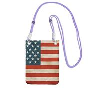 Pochette pour téléphone portable pour femme, sac à main pour téléphone portable, sac à main avec bandoulière noire, pochette de voyage vintage drapeau américain des États-Unis, violet, taille unique