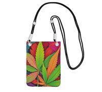 Pochette pour téléphone portable pour femme, sac à main pour téléphone portable, sac à main avec bandoulière noire, pochette de voyage multicolore feuille mauvaises herbes
