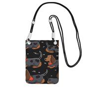 Pochette pour téléphone portable pour femme, sac à main pour téléphone portable, sac à main avec bandoulière noire, pochette de voyage « I Love My Dog Teckels »
