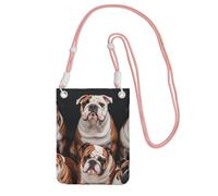 Pochette pour téléphone portable pour femme, sac à main pour téléphone portable, sac à main avec bandoulière rose, pochette de voyage motif bouledogues anglais