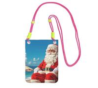 Pochette pour téléphone portable pour femme, sac à main pour téléphone portable, sac à main avec bandoulière Fuchusia, Père Noël à la plage, pochette de voyage