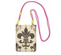 Pochette pour téléphone portable pour femme, sac à main pour téléphone portable, sac à main avec bandoulière Fuchusia, fleur de lys et armoiries de chevalier, pochette de voyage