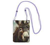 Pochette pour téléphone portable pour femme, sac à main pour téléphone portable, sac à main avec bandoulière violette, pochette de voyage pour animaux ânes