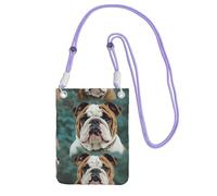 Pochette pour téléphone portable pour femme, sac à main pour téléphone portable, sac à main avec bandoulière violette, pochette de voyage drôle de bouledogue anglais