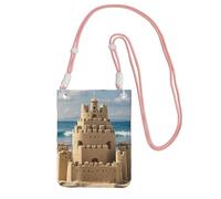 Pochette pour téléphone portable pour femme, sac à main pour téléphone portable, sac à main avec bandoulière rose, pochette de voyage pour construire un château de sable