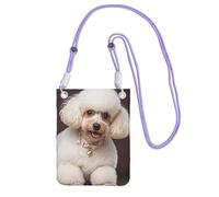 Pochette pour téléphone portable pour femme, sac à main pour téléphone portable, sac à main avec bandoulière violette, pochette de voyage caniche français
