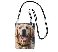 Pochette pour téléphone portable pour femme, sac à main pour téléphone portable, sac portefeuille avec bandoulière noire, pochette de voyage amusante Golden Retriever, noir, taille unique