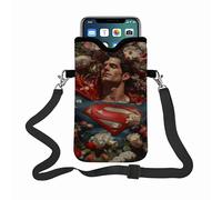 Pochette pour téléphone Superman, avec bandoulière réglable et petite pochette compatible avec la plupart des smartphones.