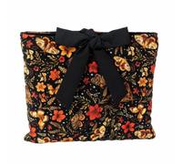 Pochette Protectrice pour Livres avec Doublure Matelassée et Fermeture à Nœud Charme pour Organiser Romans et Blocs Notes sur le Bureau et Dans un Sac, Noir À Motif Floral Et Papillons