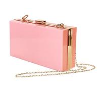 Pochette rectangulaire transparente à coque rigide avec chaîne dorée amovible et fermeture à verrou - Sac à bandoulière transparent pour femme, mariage, bal, soirée, événements, Rouge, One Size, Sac à