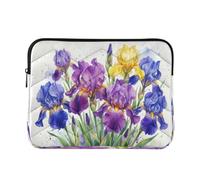 Pochette rembourrée pour ordinateur portable Motif floral aquarelle Bleu | Housse d'ordinateur pour bibliothèque - Corps en polyester multicouche avec accès facile par le haut