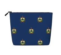 Pochette résistante à l'eau avec drapeau de l'État du Vermont pour femme, faux chanvre trousse de maquillage grande trousse de voyage cosmétique