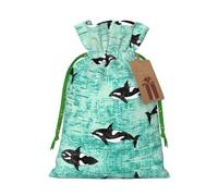 Pochette réutilisable avec cordon de serrage imprimé biologique de l'océan Pacifique, parfaite pour les anniversaires, les anniversaires de mariage et les fêtes
