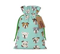 Pochette réutilisable avec cordon de serrage imprimé visages de bouledogue anglais, parfaite pour les anniversaires, les anniversaires de mariage et les fêtes