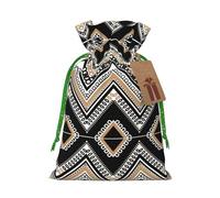 Pochette réutilisable avec cordon de serrage - Imprimé zigzag - Noir et blanc - Parfait pour les anniversaires, les anniversaires de mariage et les fêtes