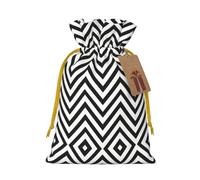 Pochette réutilisable avec cordon de serrage imprimé zigzag, parfaite pour les anniversaires, les anniversaires de mariage et les fêtes