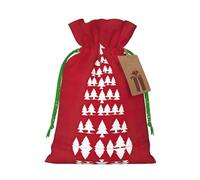 Pochette réutilisable avec cordon de serrage - Motif arbre de Noël - Parfait pour les anniversaires, les anniversaires de mariage et les fêtes