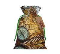 Pochette réutilisable avec cordon de serrage, motif boussole et carte du monde, parfaite pour les anniversaires, les anniversaires de mariage et les fêtes