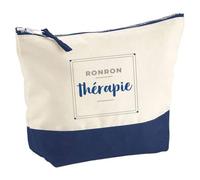 Pochette Ronron Therapie - Pouch - Idée Pochette Rangement Cadeau Anniversaire Fête Original Famille Travail Départ Collègue Retraite Noël. - Gris&Bleu - 3
