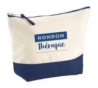 Pochette Ronron Therapie - Pouch - Idée Pochette Rangement Cadeau Anniversaire Fête Original Famille Travail Départ Collègue Retraite Noël. - Bleu&Marron - 4