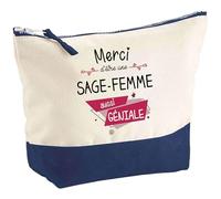 Pochette Sage-Femme Merci Génial | Idée Cadeau pour Collègue Travail Retraite Trousse Grand Format Maquillage Toilette