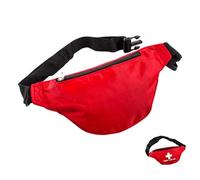 Pochette Secours Rouge en Nylon Ceinture Réglable et Fermeture Éclair | Compartiments Dédiés, Maintien Équilibré à Taille, Usage Plage et Trail, pour Maîtres-nageurs et Cyclistes