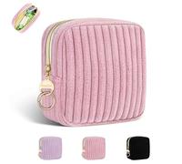 Pochette Serviette Hygiénique Fille pour Tampons Protège Slip Culotte Menstruelle Sac en Molleton Rangement Organisateur pour Serviettes Hygiéniques Cadeau Kit Premieres Régles Jeune Filles(Rose)