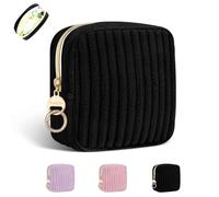 Pochette Serviette Hygiénique Fille pour Tampons Protège Slip Culotte Menstruelle Sac en Molleton Rangement Organisateur pour Serviettes Hygiéniques Cadeau Kit Premieres Régles Jeune Filles(Noir)