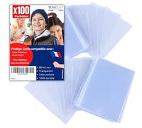Pochette Sleeves Carte x100 Compatible avec Pokemon, Magic, Dragon Ball ✯MARQUE FRANÇAISE✯ Protège Carte Blister Lot de 100 Pochettes Cartes Protection Transparent Format Français 89*64mm (GARANTIE)