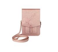 Pochette Smartphone Aspect Cuir Saffiano Bandoulière et Porte-cartes Rose