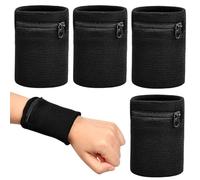 Pochette Sport Poignet Zippé - 4 PCS Bandeaux avec Poche à Fermeture à Glissière pour Clés Running Fitness Cyclisme Marche
