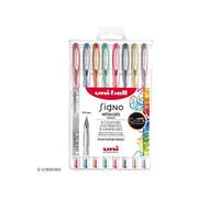 Pochette stylos roller gel Signo Métallisés - Ecriture large 1 mm - 8 coloris - 8 pcs G