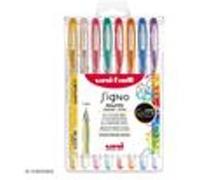 Uni Mitsubishi Pencil – Stylos roller Signo – 8 couleurs pailletées – 1 mm – Écriture large