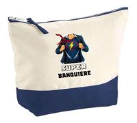 Pochette Super Banquière | Idée Fête des mères Cadeau Travail Retraite Trousse Grand Format Maquillage Toilette
