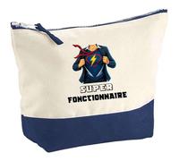 Pochette Super Fonctionnaire | Idée Fête des mères Cadeau Travail Retraite Trousse Grand Format Maquillage Toilette