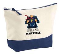 Pochette Super Maitresse | Idée Fête des mères Cadeau Travail Retraite Trousse Grand Format Maquillage Toilette