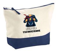 Pochette Super Technicienne | Idée Fête des mères Cadeau Travail Retraite Trousse Grand Format Maquillage Toilette