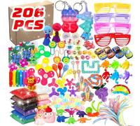 Pochette Surprise Anniversaire Enfant,206 Pcs Jouets Cadeau Anniversaire Enfants,Party Favors Cadeaux Anniversaire Enfant,Cadeau de Classe Scolaire,Prix du Trésor,Stuffers Noël,pour Fille Garçon.