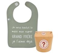 Pochette Surprise + Bavoir "Mon Super Grand Frère Je L'Aime Déjà" - Vert Vert