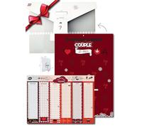Pochette Surprise Couple, 25 Défis Romantiques et Sexy, Calendrier A3 après Saint-Valentin, Calendrier Perpétuel + Crochet adhésif Inclus, Papier Cartonné Rouge, Cadeau Amoureux