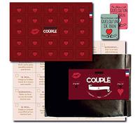 Pochette surprise couple - Calendrier 25 défis + 25 Bons d'amour - Cartes 25 questions à partager à deux et 2 surprises