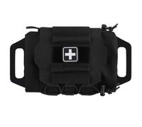 Pochette tactique militaire MOLLE pour ceinture de premiers secours, système de survie en deux pièces, sac de transport moyen avec poignée en hypalon (Bk)