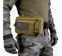 Pochette tactique Molle, pochette à outils EDC avec ceinture et anneau en D, écusson drapeau américain, porte-clés utilitaire découpé au laser (marron clair, ambidextre)
