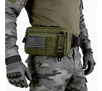 Pochette tactique Molle, pochette à outils EDC avec ceinture et anneau en D, écusson drapeau américain, porte-clés, utilitaire découpé au laser (Amy Green, ambidextre)