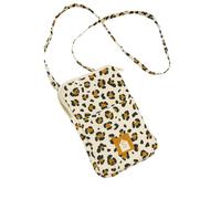 Pochette téléphone en gaze de coton matelassée imprimé léopard ecru TU