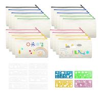 Pochette Tissu Zippée Trousse 18 pièces Trousse Personnalisable 21x12cm Pochette Maquillage à Personnaliser en toile vierge Sac à stylos trousse scolaire rangement de voyage Modèles inclus