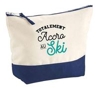 Pochette Totalement Accro au Ski | Pouch | Idée Trousse Toilette Maquillage Cadeau Anniversaire Fête Original Famille Travail Départ Collègue Retraite