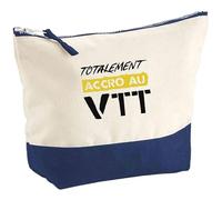 Pochette Totalement Accro au VTT | Pouch | Idée Trousse Toilette Maquillage Cadeau Anniversaire Fête Original Famille Travail Départ Collègue Retraite